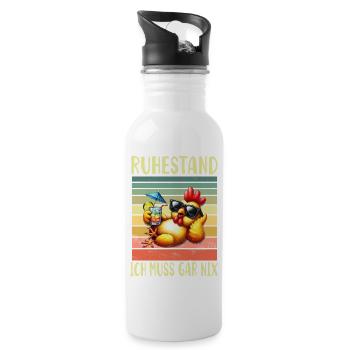 Ruhestand Rentner Rentnerin - Trinkflasche mit integriertem Trinkhalm - Weiß - Rechts