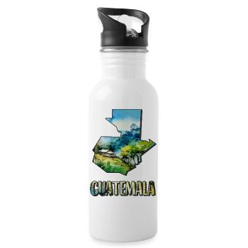 Watercolor Map of Guatemala - Water bottle with straw - white - Right