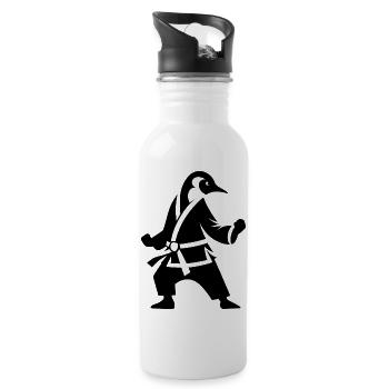 Pingouin Karaté Arts Martiaux Silhouette Minimaliste - Gourde avec paille intégrée - blanc - Droite