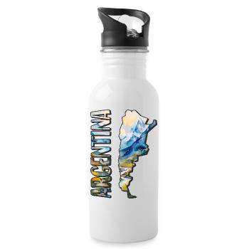 Aquarell Landkarte Argentinien - Trinkflasche mit integriertem Trinkhalm - Weiß - Rechts