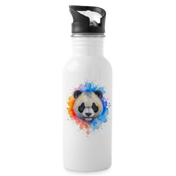Éclaboussure de panda aquarelle - Gourde avec paille intégrée - blanc - Droite