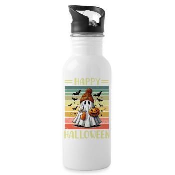 Halloween Gespenst - Trinkflasche mit integriertem Trinkhalm - Weiß - Rechts