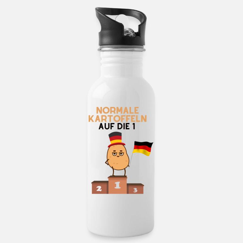 Normale Kartoffeln auf die Eins 1 - Trinkflasche mit integriertem Trinkhalm - Weiß