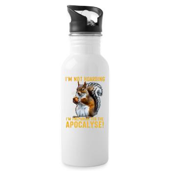 Lustiges Eichhörnchen Realistisches Horten Humor Überleben - Trinkflasche mit integriertem Trinkhalm - Weiß - Rechts