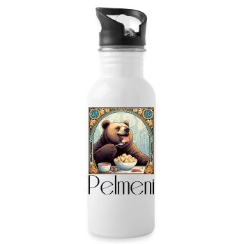 Pelmeni Bear Russian Gift - Water bottle with straw - white - Right