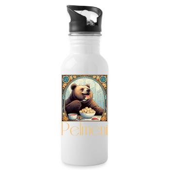 Pelmeni Bear Russian Gift - Water bottle with straw - white - Right