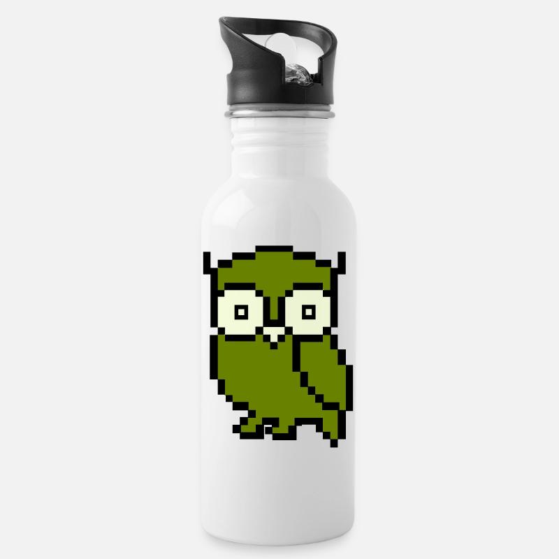 Couleur du pixel hibou - Gourde avec paille intégrée - blanc