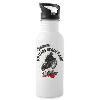 Vintage Beach Race Fahrer - Trinkflasche mit integriertem Trinkhalm - Weiß - Rechts