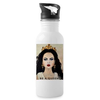 Be a Queen - Trinkflasche mit integriertem Trinkhalm - Weiß - Rechts