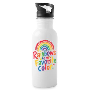 REGENBÖGEN SIND MEINE LIEBLINGSFARBE - Trinkflasche mit integriertem Trinkhalm - Weiß - Rechts