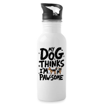 MY DOG THINKS I'M PAW-SOME - Water bottle with straw - white - Right