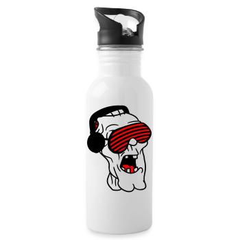 DJ Zombie Monster Horror Halloween Party Music - Water bottle with straw - white - Right