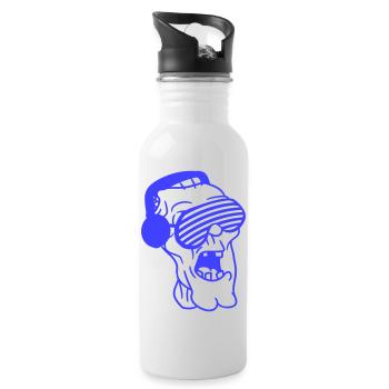 DJ Zombie Monster Horror Halloween Party Music - Water bottle with straw - white - Right
