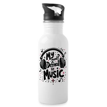 MEINE STIMMUNG? DEFINIERT DURCH MUSIK - Trinkflasche mit integriertem Trinkhalm - Weiß - Rechts