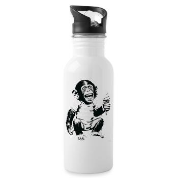 Verspielter Affe mit Eiscreme-Design - Trinkflasche mit integriertem Trinkhalm - Weiß - Rechts