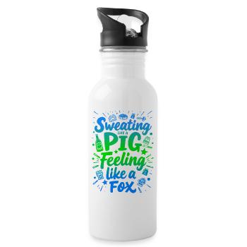 SWEATING LIKE A PIG, FEELING LIKE A FOX - Water bottle with straw - white - Right