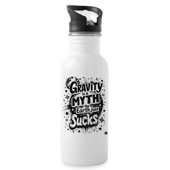LA GRAVITÉ EST UN MYTHE – LA TERRE EST TOUT SIMPLEMENT NULLE, LA PHYSIQUE - Gourde avec paille intégrée - blanc - Droite