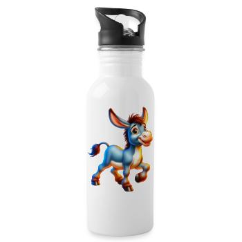 Esel-Maultier - Trinkflasche mit integriertem Trinkhalm - Weiß - Rechts