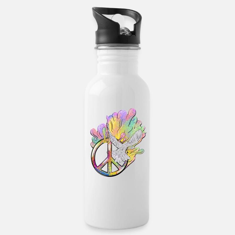 La paix est colorée - Gourde avec paille intégrée - blanc
