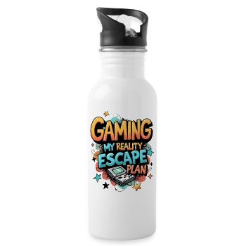 GAMING: MY REALITY ESCAPE PLAN - Water bottle with straw - white - Right