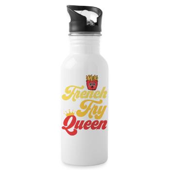 Her Majesty of Crispy Fries: French Fry Queen - Water bottle with straw - white - Right