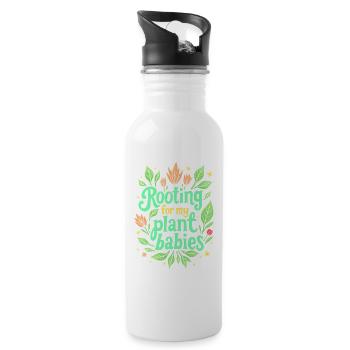 ROOTING FOR MY PLANT BABIES - Water bottle with straw - white - Right