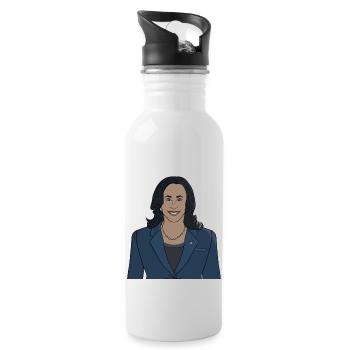 Stimmen Sie bei den US-Präsidentschaftswahlen für Kamala Harris - Trinkflasche mit integriertem Trinkhalm - Weiß - Rechts