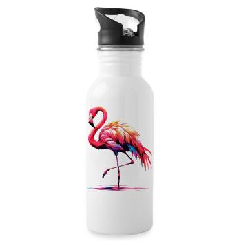 Flamant - Gourde avec paille intégrée - blanc - Droite