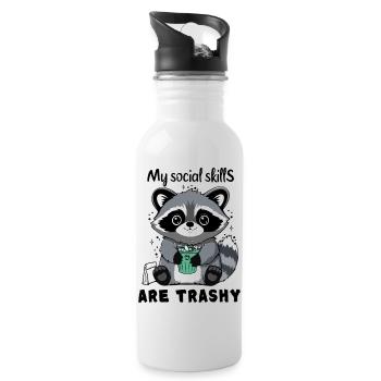 My Social Skills Are Trashy Cute Raccoon - Water bottle with straw - white - Right