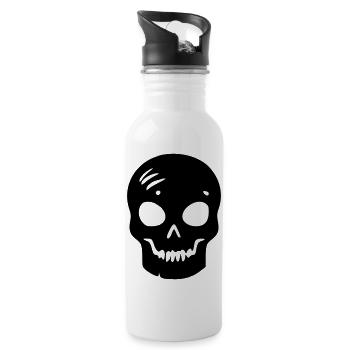 Schädel - Trinkflasche mit integriertem Trinkhalm - Weiß - Rechts