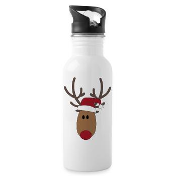 Design pour Noël avec un orignal - Gourde avec paille intégrée - blanc - Droite