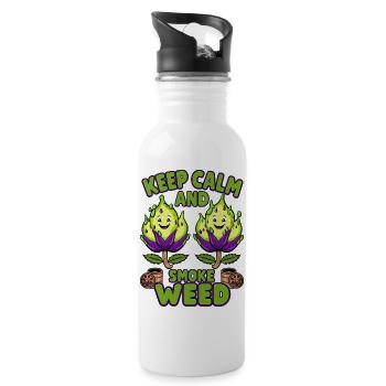 Funny Grass Flowers - Water bottle with straw - white - Right