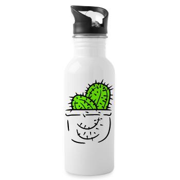 2 Brusttasche Kaktus Pflanzen Stachelige Kakteen - Trinkflasche mit integriertem Trinkhalm - Weiß - Rechts