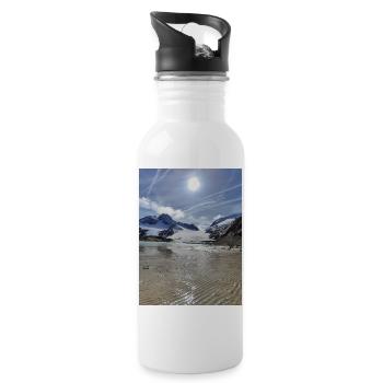 Gletscher und See - Trinkflasche mit integriertem Trinkhalm - Weiß - Rechts