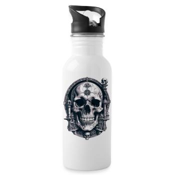 Skull - Trinkflasche mit integriertem Trinkhalm - Weiß - Rechts