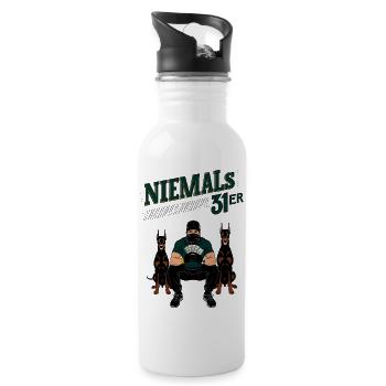Niemals 31ER - Trinkflasche mit integriertem Trinkhalm - Weiß - Rechts