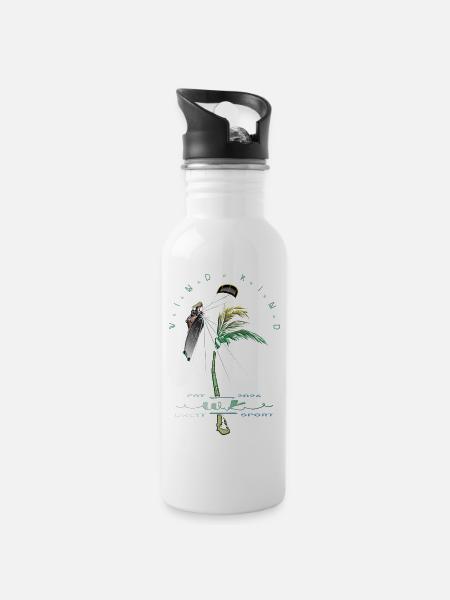 Kitesurfeur Palme - Gourde avec paille intégrée - blanc