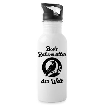 Rabenmutter Beste Mutter Welt Mama Geschenk lustig - Trinkflasche mit integriertem Trinkhalm - Weiß - Rechts