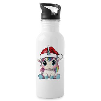 Licorne Noël mignon Noël mignon - Gourde avec paille intégrée - blanc - Droite
