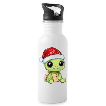Tortue Noël Mignon Noël mignon - Gourde avec paille intégrée - blanc - Droite