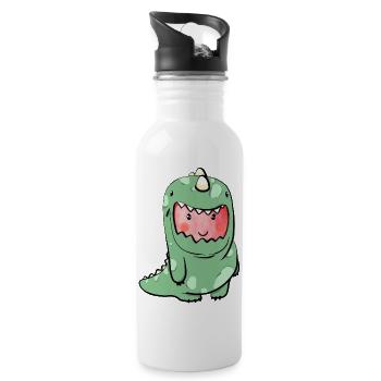 Halloweeen T-Shirt Dino - Erdbeere verkleidet - Trinkflasche mit integriertem Trinkhalm - Weiß - Rechts