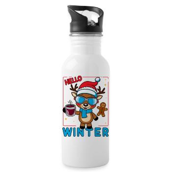 Cute Reindeer - Water bottle with straw - white - Right