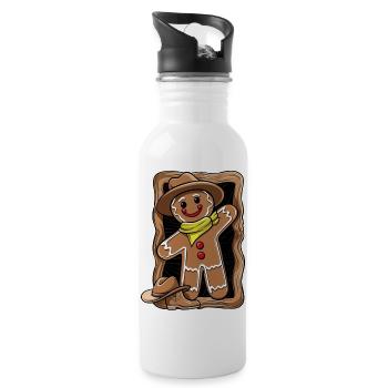 Lebkuchenmann Weihnachten Humor - Trinkflasche mit integriertem Trinkhalm - Weiß - Rechts