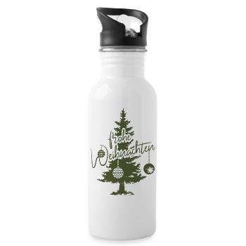 frohe Weihnachten Tanne Fichte Wald Symbol Logo - Trinkflasche mit integriertem Trinkhalm - Weiß - Rechts