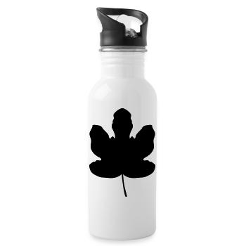 Feigenblatt Adam und Eva Blatt Baum Geschenk - Trinkflasche mit integriertem Trinkhalm - Weiß - Rechts