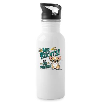 Mir reichts ich geh Painten - Grummel Chihuahua - Trinkflasche mit integriertem Trinkhalm - Weiß - Rechts