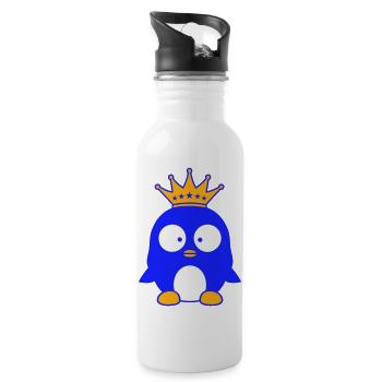 Crown Penguin King Queen Prince Princess Small - Water bottle with straw - white - Right