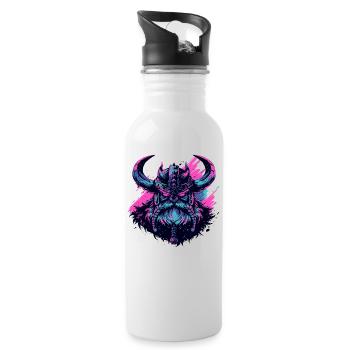 Viking head in pop art style - Water bottle with straw - white - Right