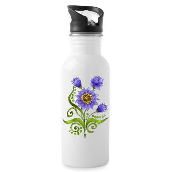 Flowers - Water bottle with straw - white - Right