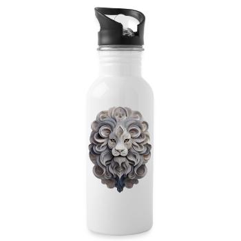Signe du zodiaque Lion - Gourde avec paille intégrée - blanc - Droite